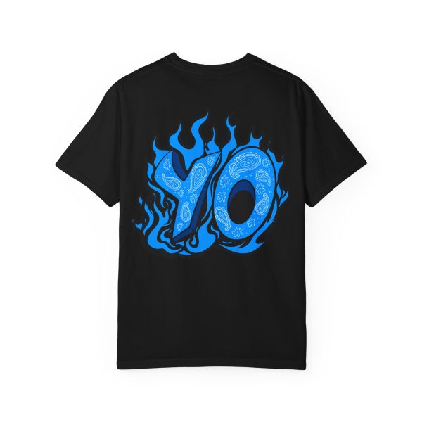 YO Sky Blue Flame Paisley Black T-Shirt